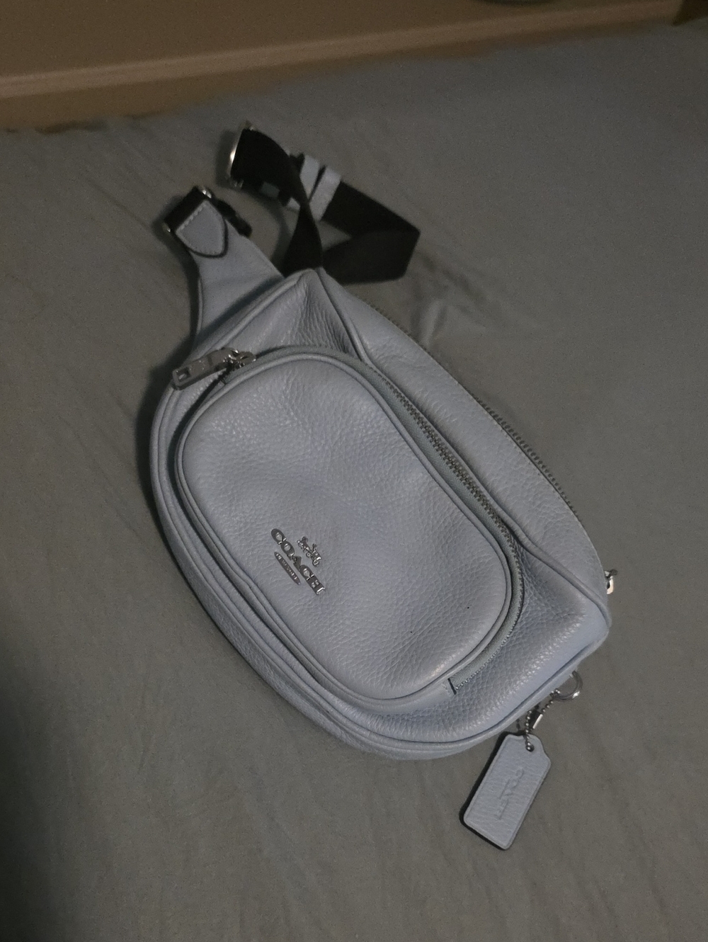Coach Pebbled Leather Belt Bag in Light Blue
